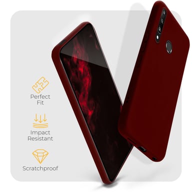 Carcasa de silicona Moozy Minimalist Series para Huawei P Smart Z y Honor 9X, vino tinto - Acabado mate fino y flexible en TPU