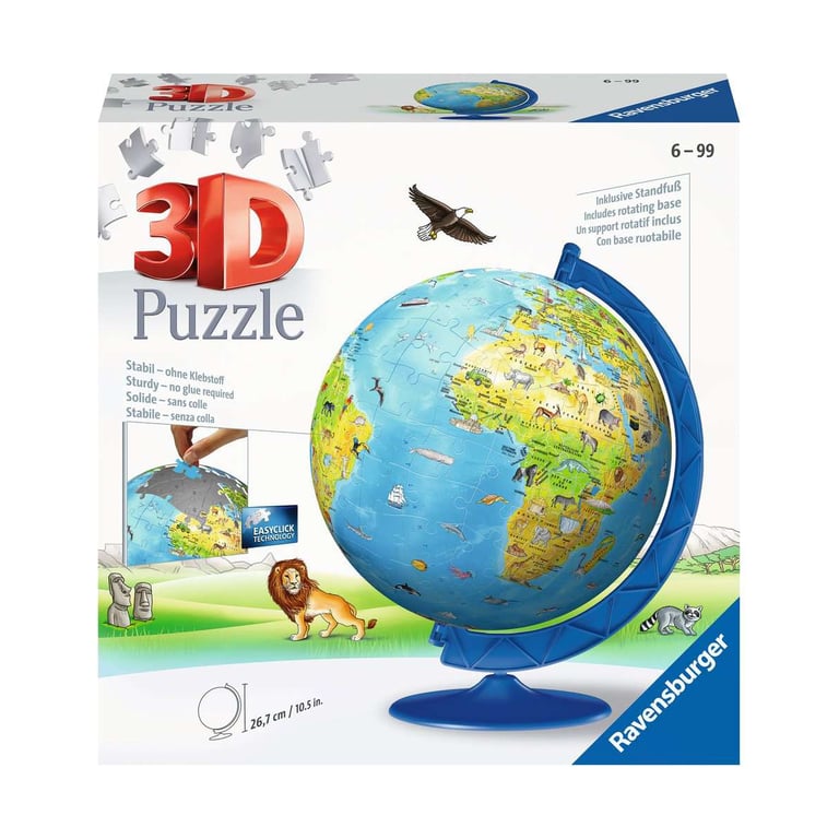 Puzzle Ball 3D 180 pièces : Globe terrestre Ravensburger France - vue 5