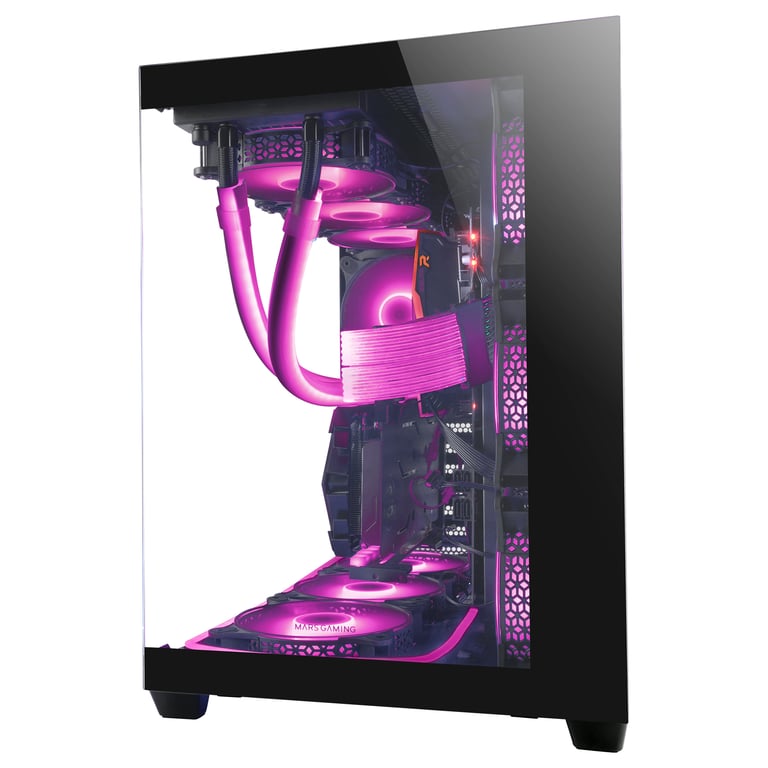 Mars Gaming MCV4 Tour Gaming Custom E ATX Fenêtre Verre Trempé Avant et Latérale Sans Cadre Structure Modulaire à - vue 2