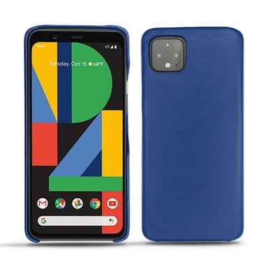 Coque cuir Google Pixel 4 - Coque arrière - Bleu - Cuir lisse