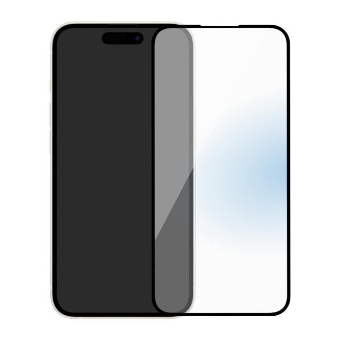 Protector de pantalla de cristal templado antibacteriano con bordes  curvados para Apple iPhone 15, Negro - The Kase