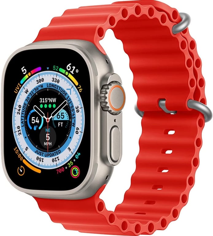 Bracelet rouge pour Apple Watch Ultra 49mm silicone avec fermoir - Xeptio