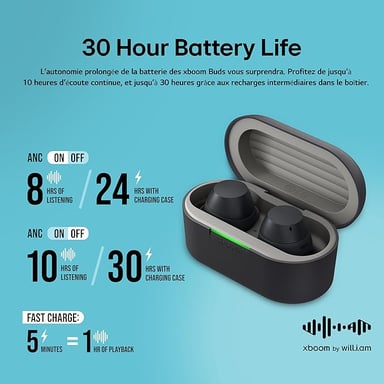 Xboom Buds - Auricolari wireless, neri
