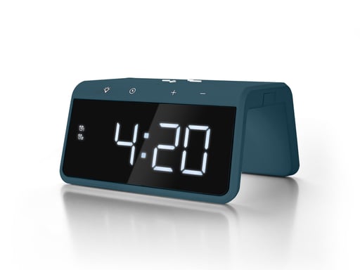 Jupiter Réveil Numérique avec Chargeur Sans Fil - Double Réveil avec Lumière de Réveil - Pacific Blue (HCG019QI-PB)