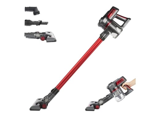 H.Koenig UP600 Aspirateur balai Batterie Sec Cyclonique Sans sac 0,8 L Noir, Rouge 2,2 Ah