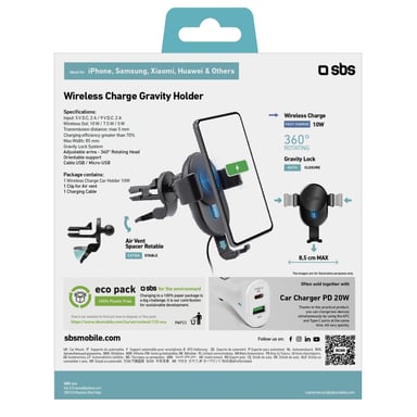 SBS TESUPWIR10CLIPSTG support Support actif Mobile/smartphone Noir