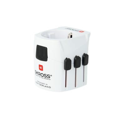 Skross Pro Light adaptateur prise d'alimentation Universel Noir, Blanc