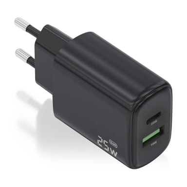 Chargeur Aisens 25W - 1xUSB-C PD3.0 - 1xUSB-A QC3.0 - Noir