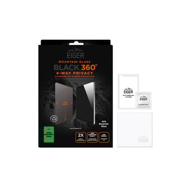 Eiger Funda de vidrio templado ASAHI 2.5D Privacy 360 Degree para iPad Air 11>> con tecnología anti-rotura Transparente