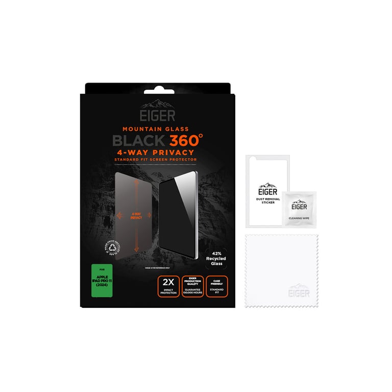 EIGER Mountain Glass Verre Trempe Premium Asahi 2.5d Privacy 360° pour Apple Ipad Air 11 2024 Neuf - vue 3