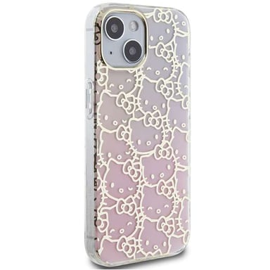 Custodia Hello Kitty per iPhone 15 6.1'' rosa Custodia rigida IML Gradient Electrop Crowded Kitty Head