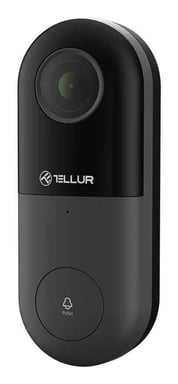 Vídeo timbre Tellur WiFi, 1080P, PIR, con cable, negro