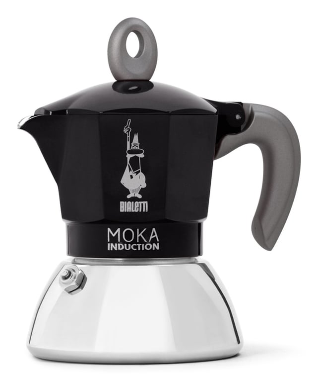Bialetti Moka Induction Cafetière à moka 0,4 L Noir, Argent - Neuf