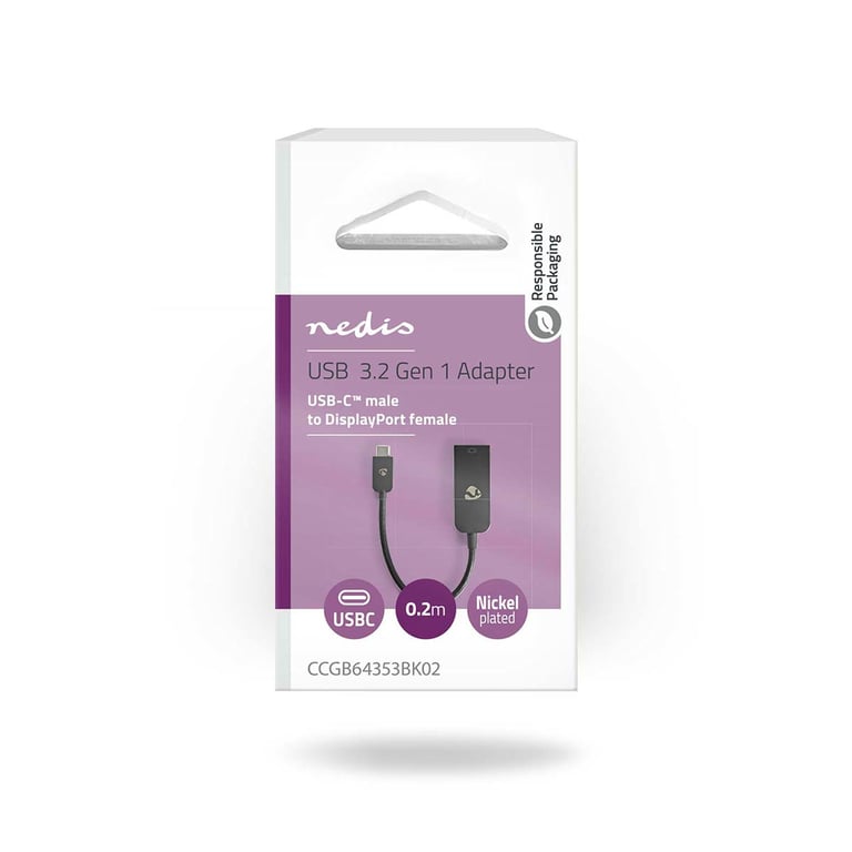 Nedis CCGB64353BK02 câble vidéo et adaptateur 0 2 USB Type C DisplayPort Neuf - vue 3