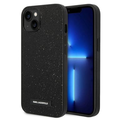 Karl Lagerfeld caso doiPhone 14 Plus 6,7 ''nero Glitter Logo Plate