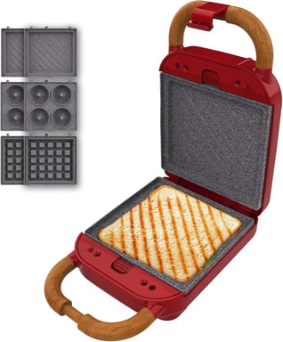Machine à sandwich 3-en-1 700?W Cecotec Rouge