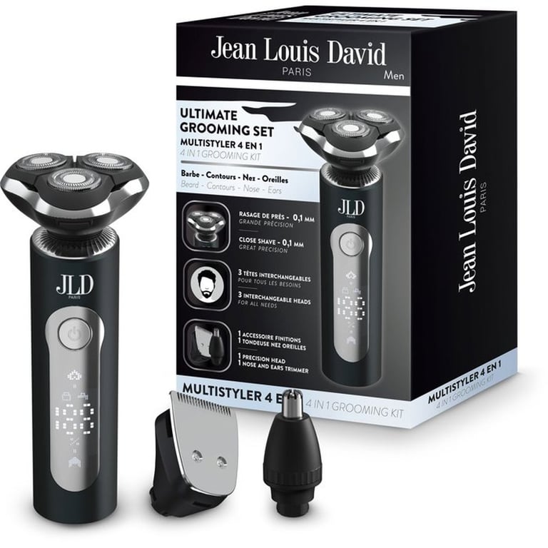 Jean Louis David Tondeuse multi-usages - KIT GROOMING 4-en-1 - 3 têtes - Ecran digital