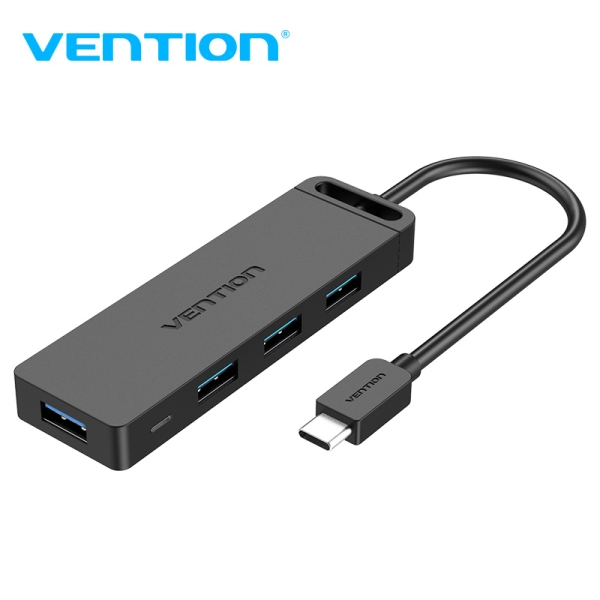 Hub USB C Vention 4 Ports - Haute Vitesse 5 Gbps - Compatible OTG - Large Compatibilité - Couleur N - Neuf