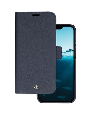 DBRAMANTE1928 Funda con cierre para Iphone 14 Pro Modelo New York en piel con tarjetero Azul marino