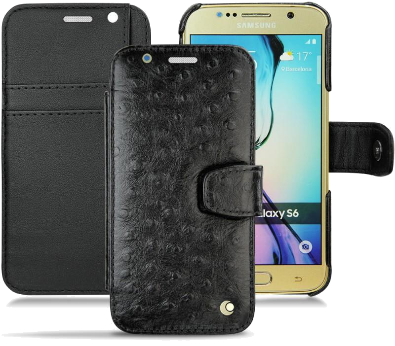 Housse cuir Samsung SM-G920A Galaxy S6 - Rabat horizontal portefeuilleNoir