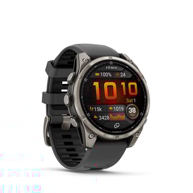 Fenix 8 Pro - Montre connectée 47 mm, GPS intégré en 
Titanium et Silicone - Noir