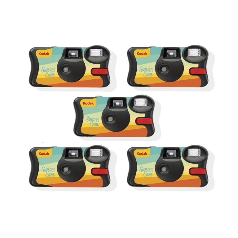 KODAK Pack 5 x FunSaver Flash 27exp Appareil Photo jetable 27 poses 800 ISO 35mm Flash Indicateur LED Contrôle d'Exposition Edition limitée Summer Neuf