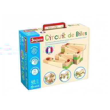 Jeujura Circuit de Billes en Bois - 40 Pièces pour Enfants