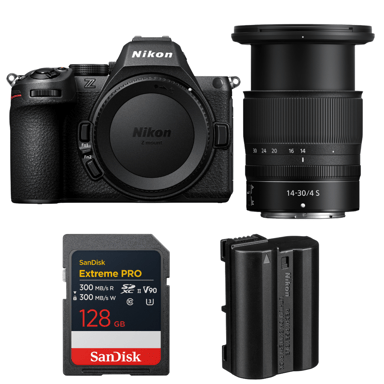 Cámara híbrida Nikon Z5 II + 14-30mm f/4 S + 1 SanDisk 128GB Extreme PRO UHS-II + 2 Nikon EN-EL15c + Ebook ''20 consejos para fotos que impactan''