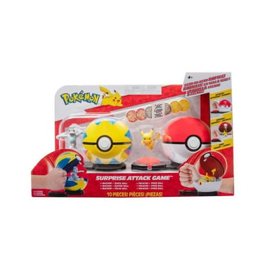 Poké Ball attaque surprise BANDAI - Pokémon - 2 Poké Balls avec leur Pokémon et 6 disques d'attaques