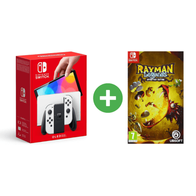 Switch OLED & Rayman Legends: Definitive Edition - console de jeux portables 17,8 cm (7'') 64 Go Écran tactile Wifi Noir, Blanc