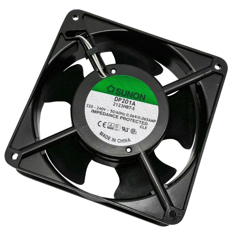 Ventilateur axial, 120 x 120 x 38 mm, 230 V AC, 10,8 W, 144,4 m3/h, 2550 tr/min, 44 dB (A), 2 roulements à billes, -10 à +70 C, 2 câbles~ 15 cm, pour ordinateur de bureau, ordinateur - Neuf
