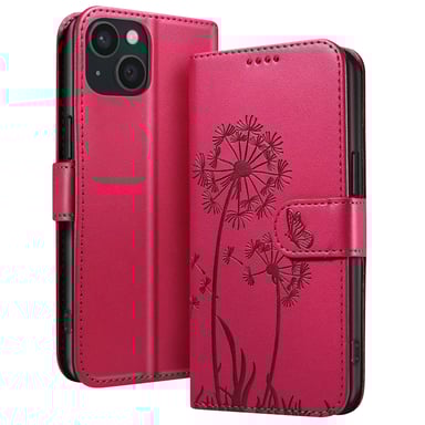 Custodia a portafoglio per iPhone 15 Design premium Fiori Farfalla