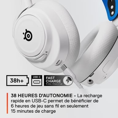 Steelseries ARCTIS NOVA 7P WHITE Auriculares Inalámbrico Diadema Juego Bluetooth Azul, Blanco