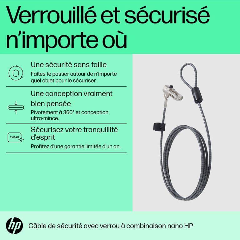 Câble de sécurité HP 63B28AA - vue 4