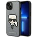 Funda Karl Lagerfeld para iPhone 14 Plus 6.7'' Funda rígida plateada Saffiano Karl`s Head Patch