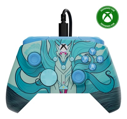 Turtle Beach Rematch Advanced Brillo Blue Kitsune Mando de juego con cable. Con licencia para Xbox con botones reemplazables, gatillos ultracortos y c