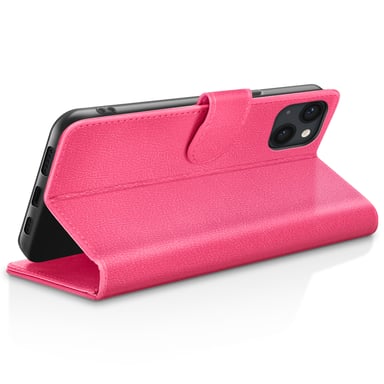 Zanaé Funda tipo cartera para iPhone 13 con soporte y lengüeta magnética Fucsia