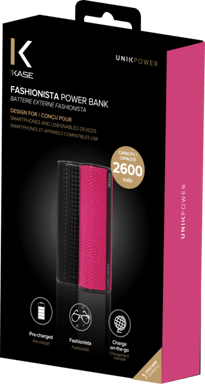 Batteria esterna Fashionista, 2600 mAh, nero grafite