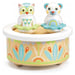 Djeco BabyMusic Scatola musicale in legno con figure di gufo e orso