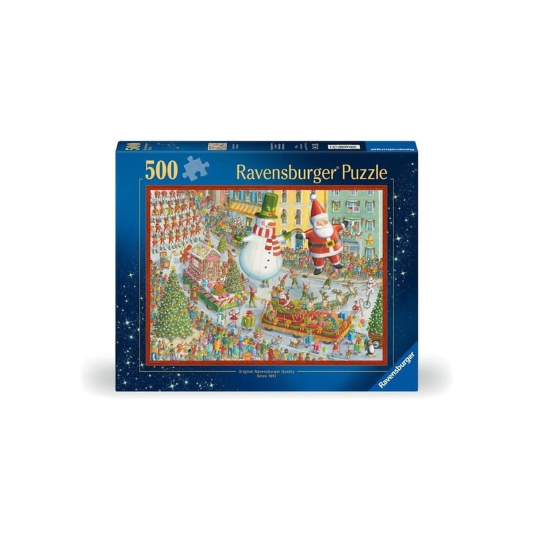 Puzzle Ravensburger 500 pièces formes uniques scène de fêtes hiver village sapins Bleu - Neuf