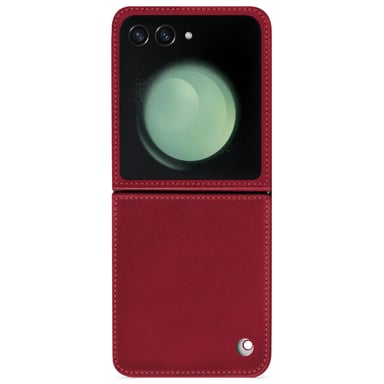 Coque cuir Samsung Galaxy Z Flip5 - Seconde peau - Rouge - Cuir saffiano