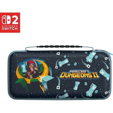 Housse de transport Turtle Beach PlayTrek Minecraft Dungeons II pour Nintendo Switch 2/Switch/OLED Coque rigide EVA bleu marine/Noir avec accents turquoise