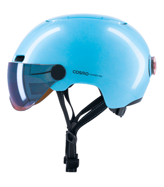 Cosmo Fusion+ Taille M, Bleu Ciel- Casque avec éclairage Vélo Arrière Intelligent et Connecté - Assurance Individuelle ALLIANZ offerte durant 1 an