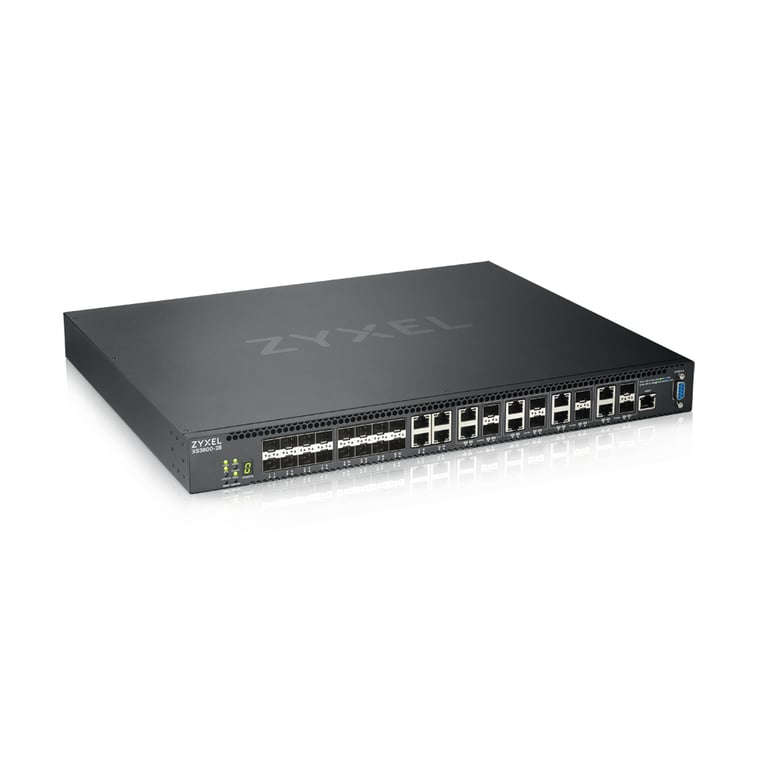 Zyxel XS3800 28 Commutateur C2+ Géré 4 x 10GBase T + 16 x 10 Gigabit SFP+ + 8 x combo 10 gigabits SFP+ Montable sur rack - vue 2