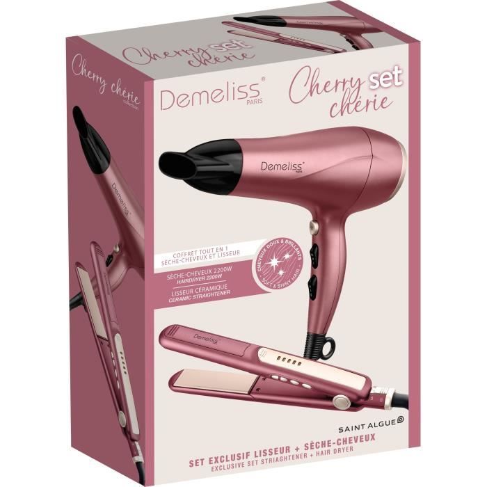 Coffret set lisseur + Sèche cheveux DEMELISS Cherry Chérie - vue 3