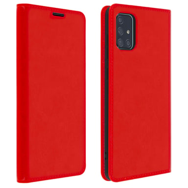 Funda Samsung Galaxy A51 de piel y cartera con F. Soporte – Rojo