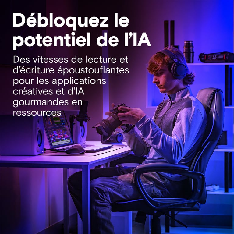 CRUCIAL T710 Disque dur SSD 4 To avec dissipateur PCIe Gen5 NVMe .2 - vue 3