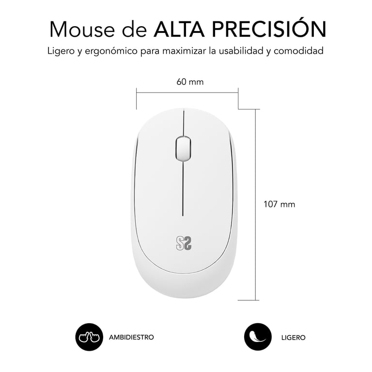 Souris SUBBLIM SUBMO-B2SW011 – Bureau Ambidextre RF Sans Fil 1200 DPI - vue 3