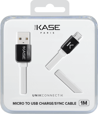 Cable plat vers Micro USB (1m) pour Android, Blanc Lumineux