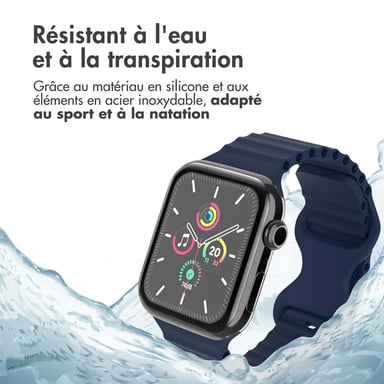 imoshion Bracelet Athletic en silicone pour Apple Watch Series 1 t/m 9 / SE (38/40/41 mm) | Series 10 / 11 (42 mm) - Bleu foncé